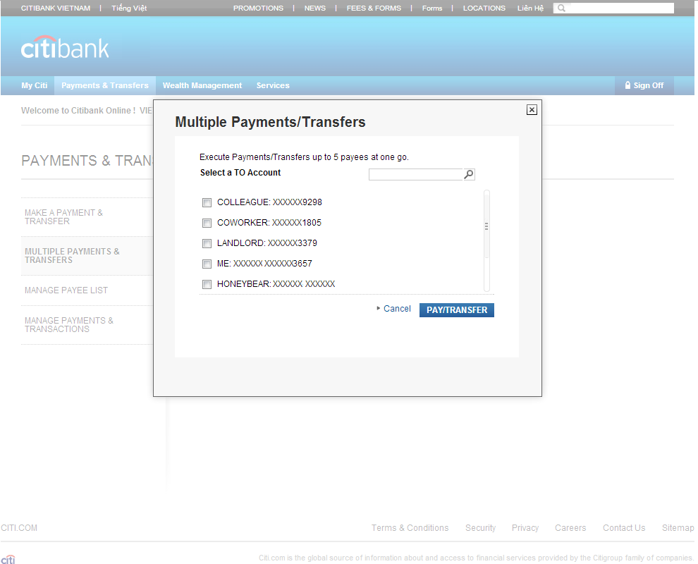 Payments and Transfers