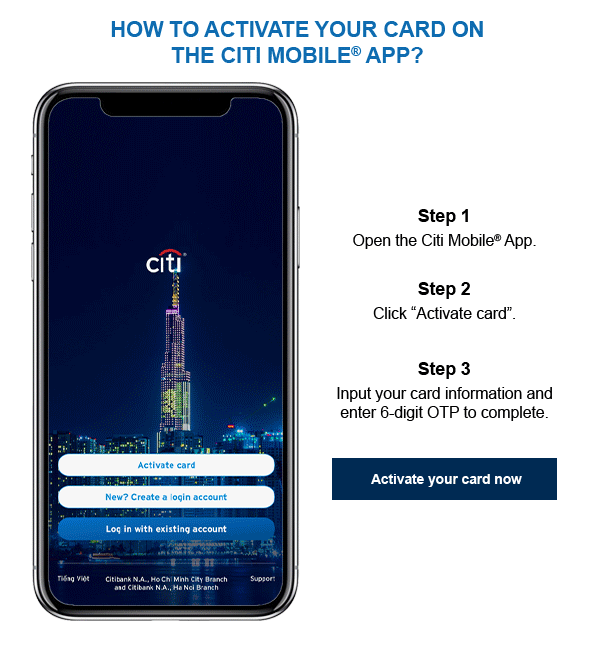 How to activate your credit card on Citi mobile app